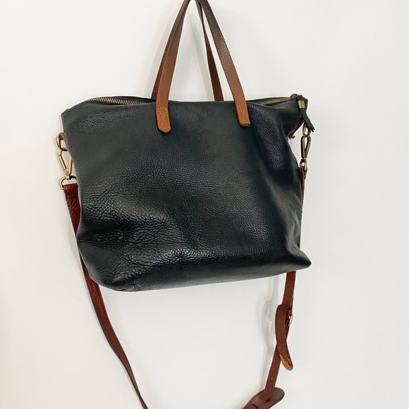 Madewell Zip Top Transport Carry all black brown - Picture 5 of 7